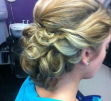 Blond highlighted updo