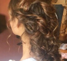 Brunette fancy curly hairstyle