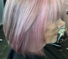 Blonde hair with pink highlights